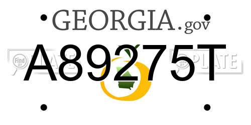 A89275T Georgia License Plate
