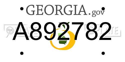 A892782 Georgia License Plate