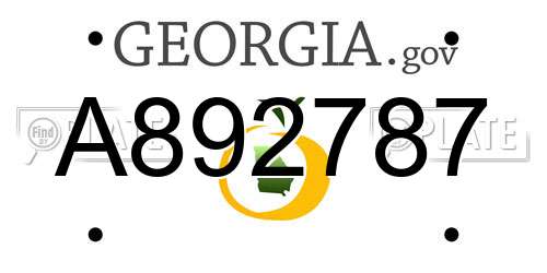 A892787 Georgia License Plate