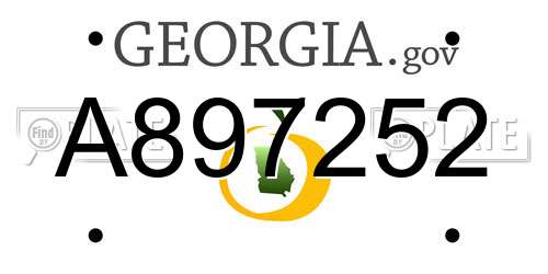 A897252 Georgia License Plate