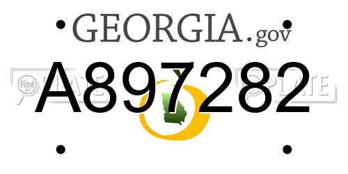 A897282 Georgia License Plate