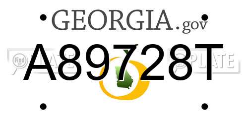A89728T Georgia License Plate