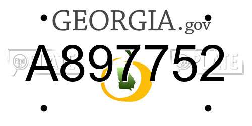 A897752 Georgia License Plate