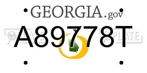 A89778T Georgia License Plate