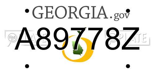 A89778Z Georgia License Plate