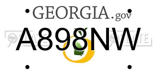 A898NW Georgia License Plate