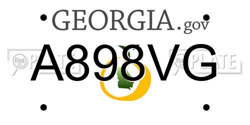 A898VG Georgia License Plate