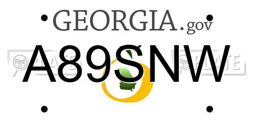 A89SNW Georgia License Plate
