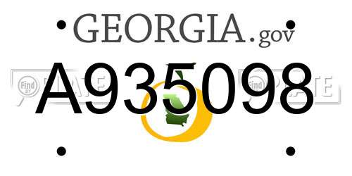 A935098 Georgia License Plate
