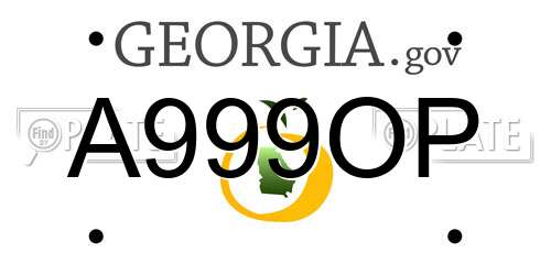 A999OP Georgia License Plate