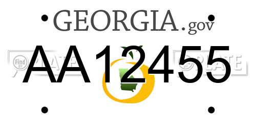 AA12455 Georgia License Plate