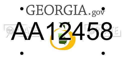 AA12458 Georgia License Plate