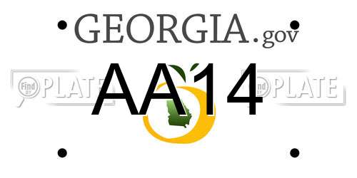 AA14 Georgia License Plate