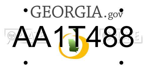AA1T488 Georgia License Plate