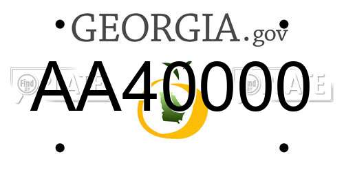 AA40000 Georgia License Plate
