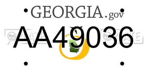 AA49036 Georgia License Plate