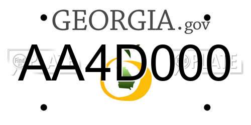 AA4D000 Georgia License Plate