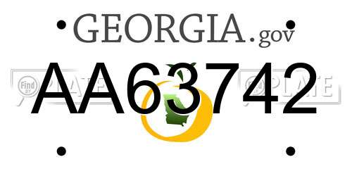 AA63742 Georgia License Plate
