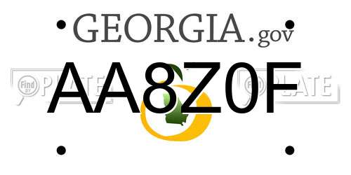 AA8Z0F Georgia License Plate