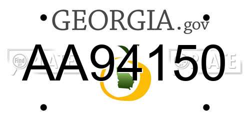 AA94150 Georgia License Plate