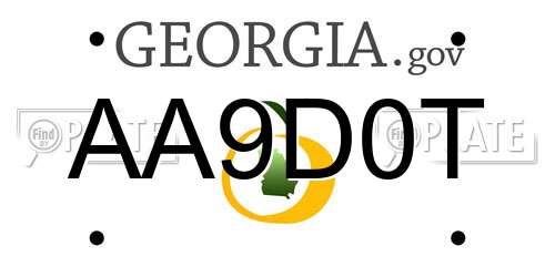 AA9D0T Georgia License Plate