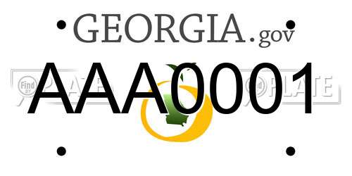 AAA0001 Georgia License Plate
