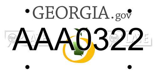 AAA0322 Georgia License Plate