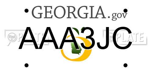 AAA3JC Georgia License Plate