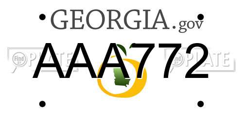 AAA772 Georgia License Plate