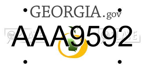 AAA9592 Georgia License Plate
