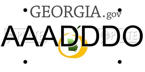AAADDDO Georgia License Plate