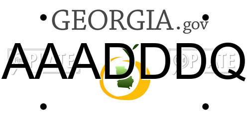 AAADDDQ Georgia License Plate