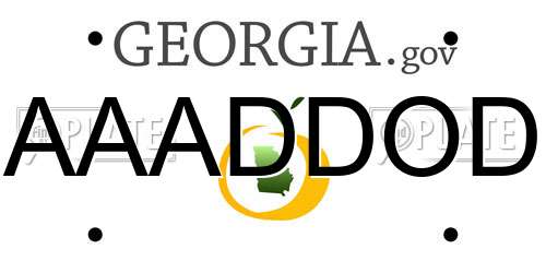 AAADDOD Georgia License Plate