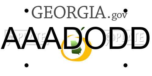 AAADODD Georgia License Plate