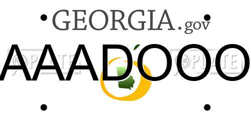 AAADOOO Georgia License Plate