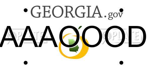 AAAOOOD Georgia License Plate