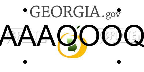 AAAOOOQ Georgia License Plate