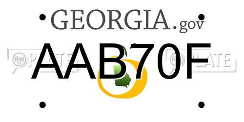 AAB70F Georgia License Plate