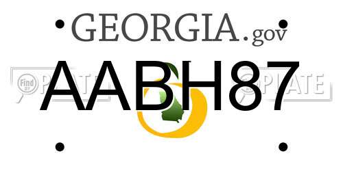 AABH87 Georgia License Plate