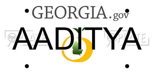 AADITYA Georgia License Plate