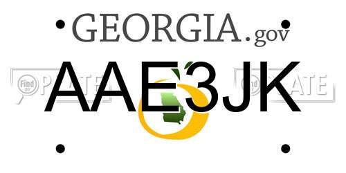 AAE3JK Georgia License Plate
