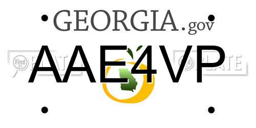 AAE4VP Georgia License Plate