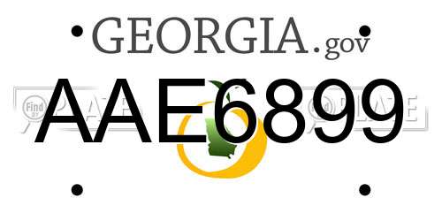 AAE6899 Georgia License Plate