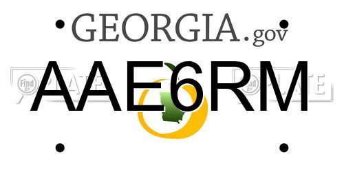 AAE6RM Georgia License Plate