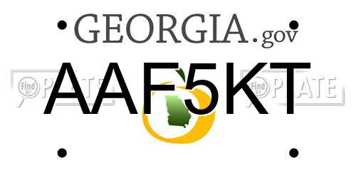 AAF5KT Georgia License Plate