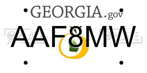 AAF8MW Georgia License Plate