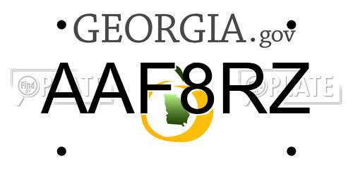 AAF8RZ Georgia License Plate