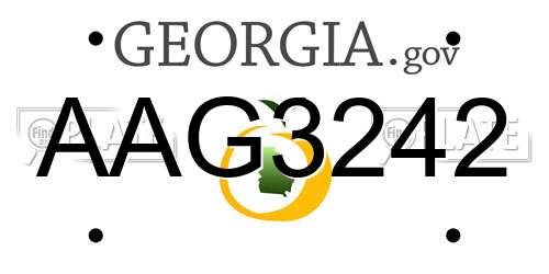 AAG3242 Georgia License Plate
