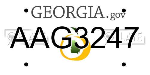 AAG3247 Georgia License Plate