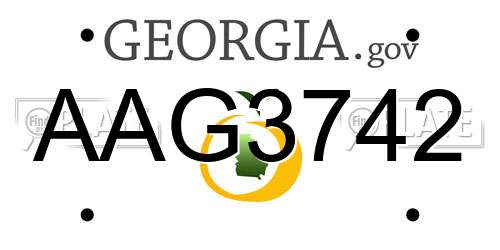 AAG3742 Georgia License Plate